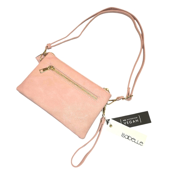 Chevron Quilted Triple Gusset Convertible Crossbody Bag in Blush Pink - Picture 7 of 7